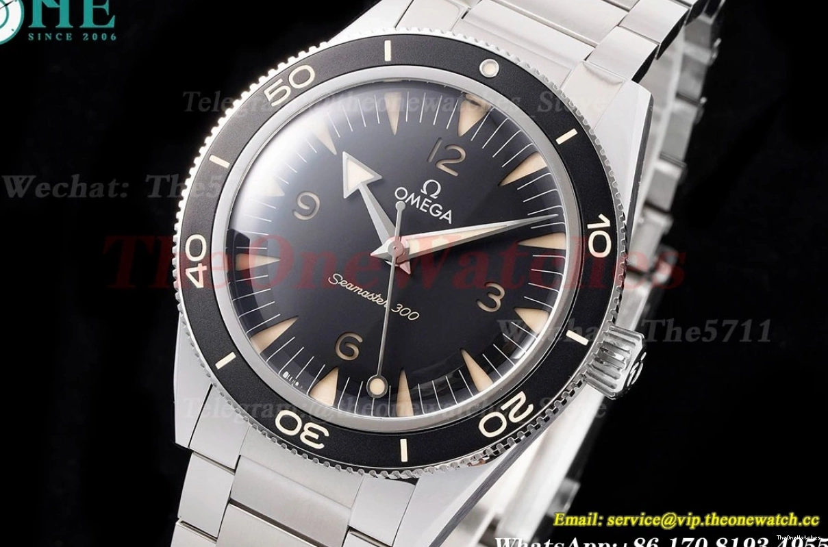 SS A8912 41mm SS 300m Date Dial No Seamaster Black VSF 1228